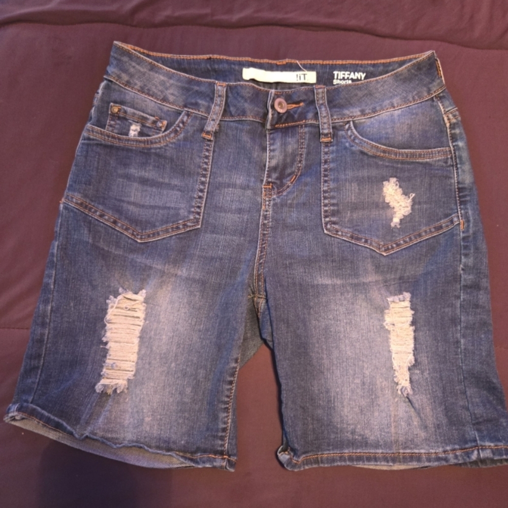 Distressed Blue Jean Shorts
